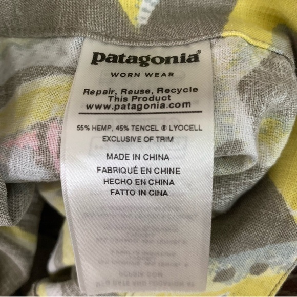 Patagonia garden island tie front gray yellow linen shorts M - Picture 6 of 6